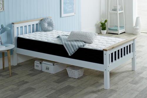White and Ash Wooden Bed