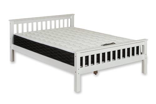 Lacquered White Wooden Bed