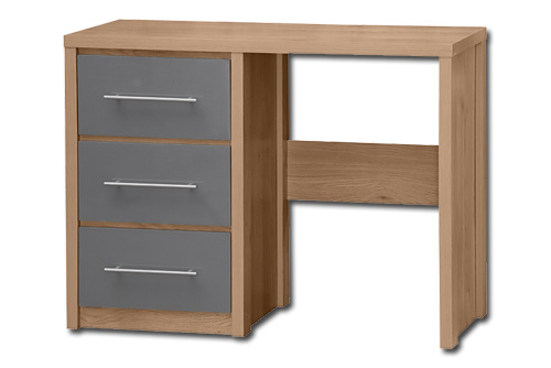 Oak with Grey Gloss Face 3 Draw Desk